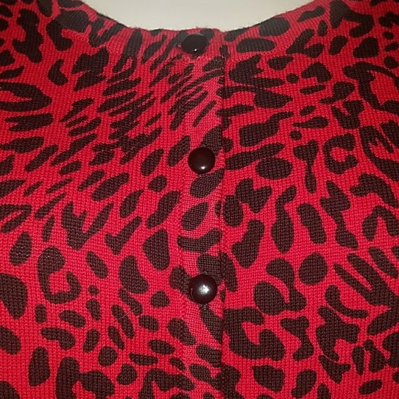 Too Fast Red Leopard Cardigan w Black Gothic Skull Lace Back Red Ruffle Trim - Picture 7 of 8